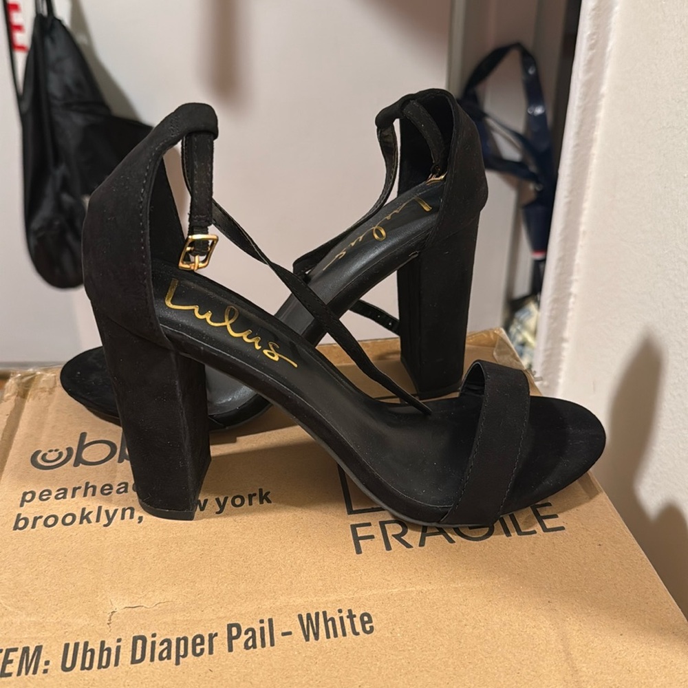 Black strappy heels